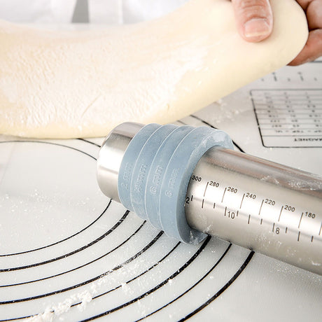 Adjustable Thicknes Flour Rolling Pin with Scale Mat Dough Scraper 430 Stainless Steel Cooking Tools Baking Utensils