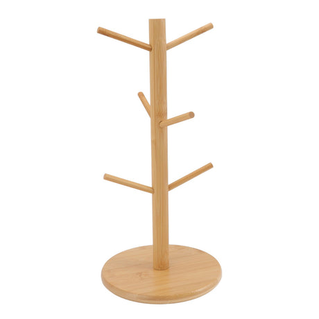 Coffee Cup Holder Space Saving Bamboo Coffee Mug Tree Rack Holder Organizer for Storage Display Drying Mugs