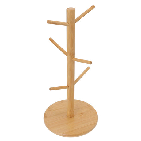 Coffee Cup Holder Space Saving Bamboo Coffee Mug Tree Rack Holder Organizer for Storage Display Drying Mugs