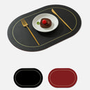 2Pcs Leather Oval Dining Food Mat Oil Proof Insulation Restaurant Table Home Hotel Non Slip Bowl Pad Placemat Black