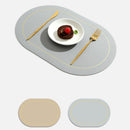 2Pcs Leather Oval Dining Food Mat Oil Proof Insulation Restaurant Table Home Hotel Non Slip Bowl Pad Placemat Light Gray