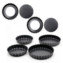 6PCS Removable Bottom Tart Pan Non Stick Coating Carbon Steel Black Quiche Pan for Kitchen