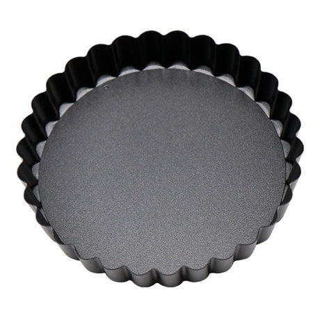 6PCS Removable Bottom Tart Pan Non Stick Coating Carbon Steel Black Quiche Pan for Kitchen