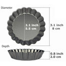 6PCS Removable Bottom Tart Pan Non Stick Coating Carbon Steel Black Quiche Pan for Kitchen