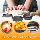 6PCS Removable Bottom Tart Pan Non Stick Coating Carbon Steel Black Quiche Pan for Kitchen