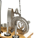 10PCS Home Bartending Kit Stainless Steel with Bamboo Tray Cocktail Mixing Tool Set for DIY Novice 550ML