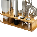 10PCS Home Bartending Kit Stainless Steel with Bamboo Tray Cocktail Mixing Tool Set for DIY Novice 550ML