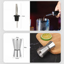 10PCS Home Bartending Kit Stainless Steel with Bamboo Tray Cocktail Mixing Tool Set for DIY Novice 550ML