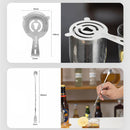 10PCS Home Bartending Kit Stainless Steel with Bamboo Tray Cocktail Mixing Tool Set for DIY Novice 550ML