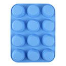 12 Cupcake Pan Soft Silicone Round Shape Easy Release Muffin Pan for Cupcake Muffin Gelatin Soap Candle Blue