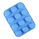 12 Cupcake Pan Soft Silicone Round Shape Easy Release Muffin Pan for Cupcake Muffin Gelatin Soap Candle Blue