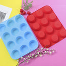 12 Cupcake Pan Soft Silicone Round Shape Easy Release Muffin Pan for Cupcake Muffin Gelatin Soap Candle Blue