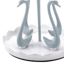 Swan Cup Holder with Rotating Drip Tray Plastic Rotatable Drinking Cup Drainer Stand Rack for Home Kitchen Blue 4 Heads