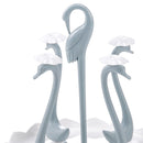 Swan Cup Holder with Rotating Drip Tray Plastic Rotatable Drinking Cup Drainer Stand Rack for Home Kitchen Blue 4 Heads