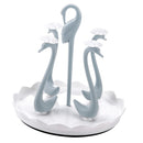 Swan Cup Holder with Rotating Drip Tray Plastic Rotatable Drinking Cup Drainer Stand Rack for Home Kitchen Blue 4 Heads