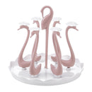 Swan Cup Holder with Rotating Drip Tray Plastic Rotatable Drinking Cup Drainer Stand Rack for Home Kitchen Pink 6 Heads