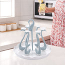 Swan Cup Holder with Rotating Drip Tray Plastic Rotatable Drinking Cup Drainer Stand Rack for Home Kitchen Blue 6 Heads
