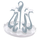Swan Cup Holder with Rotating Drip Tray Plastic Rotatable Drinking Cup Drainer Stand Rack for Home Kitchen Blue 6 Heads
