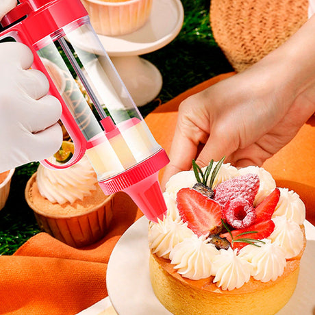 Biscuits Press Gun Kit Transparent Tube Food Grade Odorless Safe Biscuits Maker Press Machine Red