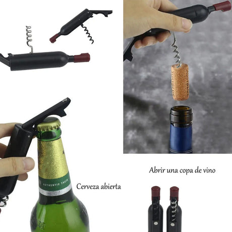 Wine Opener Black Multifunctional Magnet Design Portable Stainless Steel Wine Opener