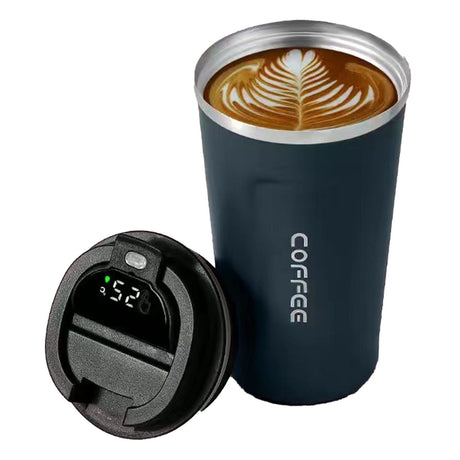 Smart Temperature Display Coffee Cup Portable 304 Stainless Steel Insulation Cup Simple Style Pure Color Generation 2nd Blue 380ml