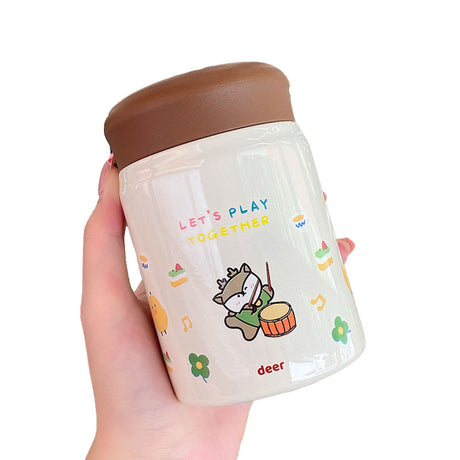 320ml Stainless Steel Insulated Vacuum Food Jar Cup Container with Lid for Outdoor Cartoon Portable Bottle Deer