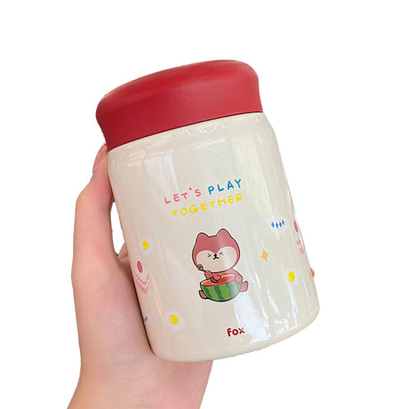 320ml Stainless Steel Insulated Vacuum Food Jar Cup Container with Lid for Outdoor Cartoon Portable Bottle Fox