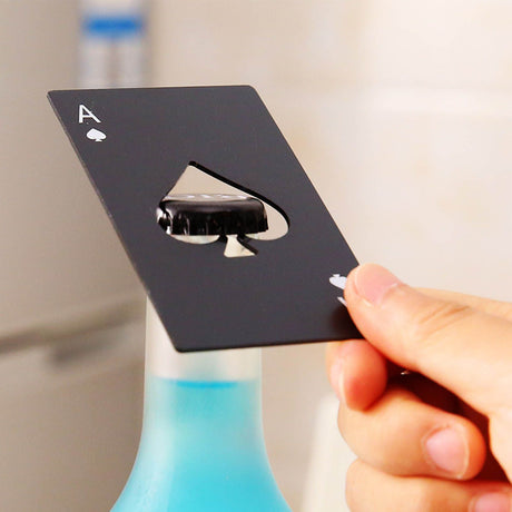 20 Pcs Poker Card Bottle Opener Beer Openers Stainless Steel Black Silver Cup Mat for Wallet Gifts