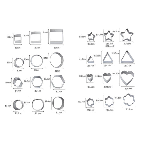 24 Pcs Cookie Cutters Set Biscuit Mould 430 Stainless Steel Vegetable Fruit Cutters for DIY Baking Cooking
