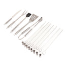 20pcs Barbecue Utensils Food Grade Stainless Steel Skewer Fork Knife BBQ Tool Set for Camping Hiking