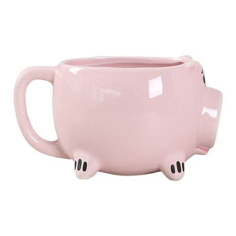 Ceramic Coffee Mug Wide Mouth Piggy Cute Water Cup with Handle for Home Cafe Office Pink