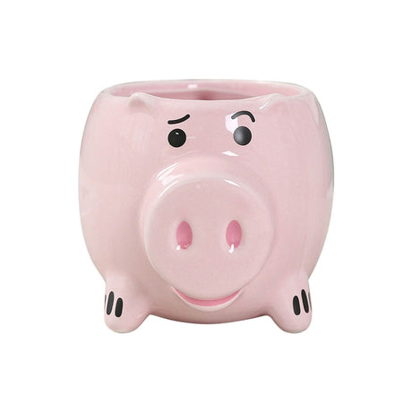 Ceramic Coffee Mug Wide Mouth Piggy Cute Water Cup with Handle for Home Cafe Office Pink
