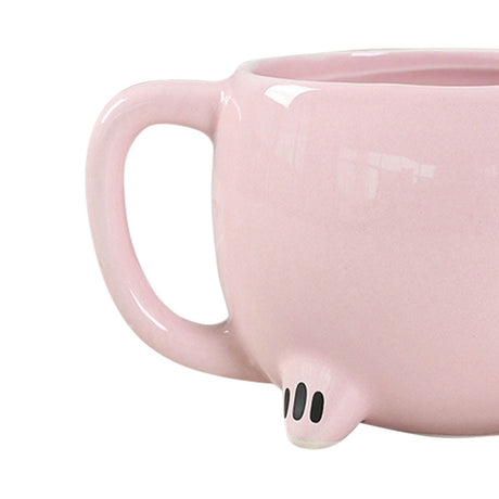 Ceramic Coffee Mug Wide Mouth Piggy Cute Water Cup with Handle for Home Cafe Office Pink
