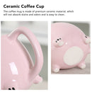 Ceramic Coffee Mug Wide Mouth Piggy Cute Water Cup with Handle for Home Cafe Office Pink