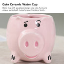 Ceramic Coffee Mug Wide Mouth Piggy Cute Water Cup with Handle for Home Cafe Office Pink