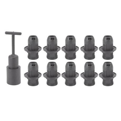 10PCS E14 Lamp Holder ABS with Sleeve High Temperature Resistant Light Socket Base for Home Black