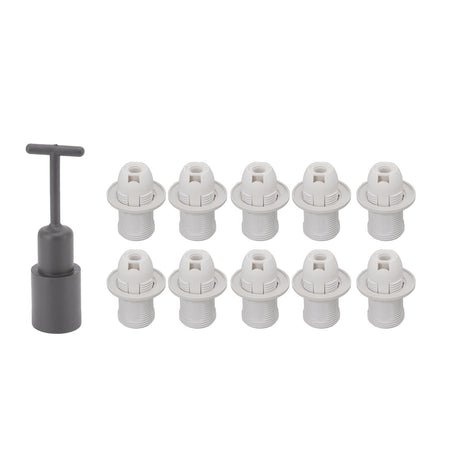 10PCS E14 Lamp Holder ABS with Sleeve High Temperature Resistant Light Socket Base for Home White