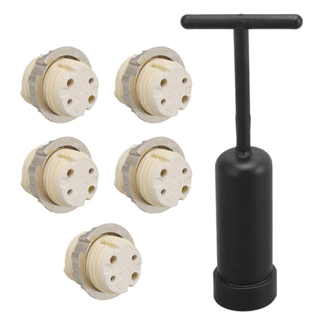5Pcs G9 Ceramic Lamp Holder Temperature Resistance Zinc Alloy Ring Light Bulb Base Socket with Socket Ring Removal Tool