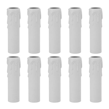 10pcs 4 Inch Candle Covers Sleeves Simulation Vintage Wax Drop Candle Socket Covers for Chandelier White