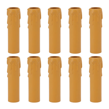 10pcs 4 Inch Candle Covers Sleeves Simulation Vintage Wax Drop Candle Socket Covers for Chandelier Yellow