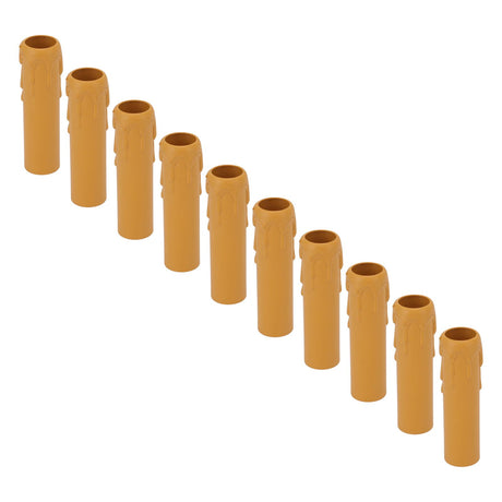 10pcs 4 Inch Candle Covers Sleeves Simulation Vintage Wax Drop Candle Socket Covers for Chandelier Yellow