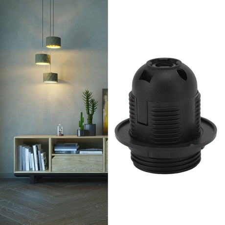 10Pcs E27 Light Base Socket Copper Core High Temperature Resistance E27 Light Holder Base with Lamp Sleeve for DIY Black