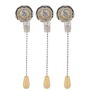 3Pcs Ceiling Fan Lamp Switch Rustproof Replacement Ceiling Light Pull Chain Switch 250V 125V Chrome