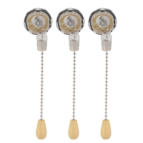 3Pcs Ceiling Fan Lamp Switch Rustproof Replacement Ceiling Light Pull Chain Switch 250V 125V Chrome