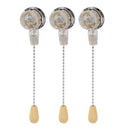 3Pcs Ceiling Fan Lamp Switch Rustproof Replacement Ceiling Light Pull Chain Switch 250V 125V Chrome