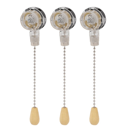 3Pcs Ceiling Fan Lamp Switch Rustproof Replacement Ceiling Light Pull Chain Switch 250V 125V Chrome
