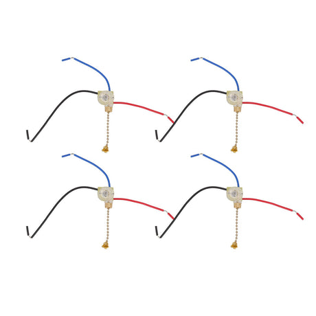 4Pcs Ceiling Fan Light Switch Replacement Lamp Pull Chain Switch 3 Wire Ceiling Fan Lamp Switch 250V 125V Gold