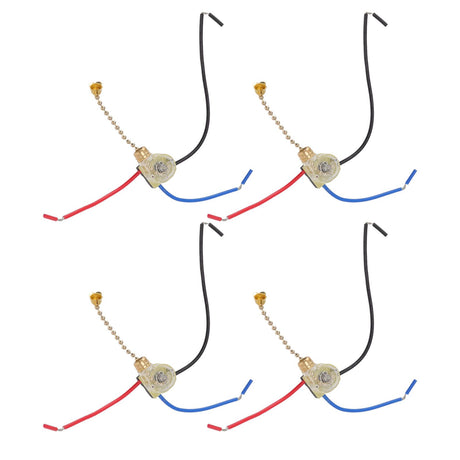 4Pcs Ceiling Fan Light Switch Replacement Lamp Pull Chain Switch 3 Wire Ceiling Fan Lamp Switch 250V 125V Gold