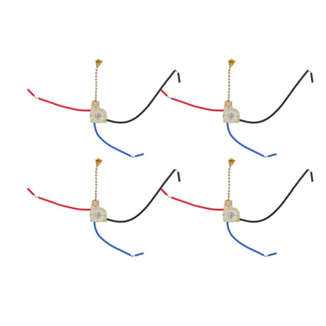 4Pcs Ceiling Fan Light Switch Replacement Lamp Pull Chain Switch 3 Wire Ceiling Fan Lamp Switch 250V 125V Gold