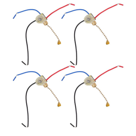 4Pcs Ceiling Fan Light Switch Replacement Lamp Pull Chain Switch 3 Wire Ceiling Fan Lamp Switch 250V 125V Gold